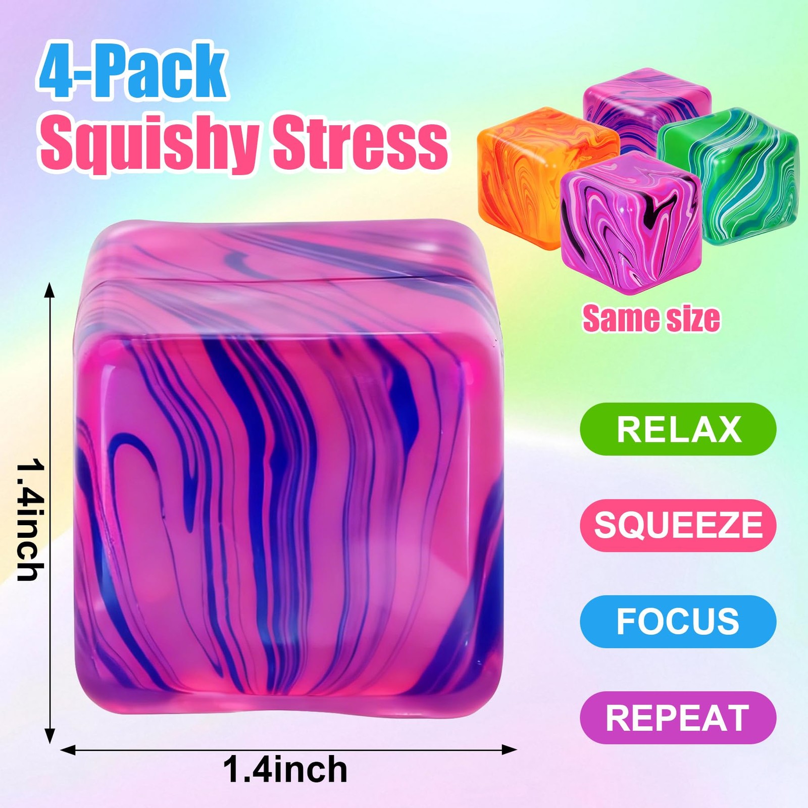 4 Pack Fidget Toys, 1.4 x x inches, Pink, Green, Orange, Purple