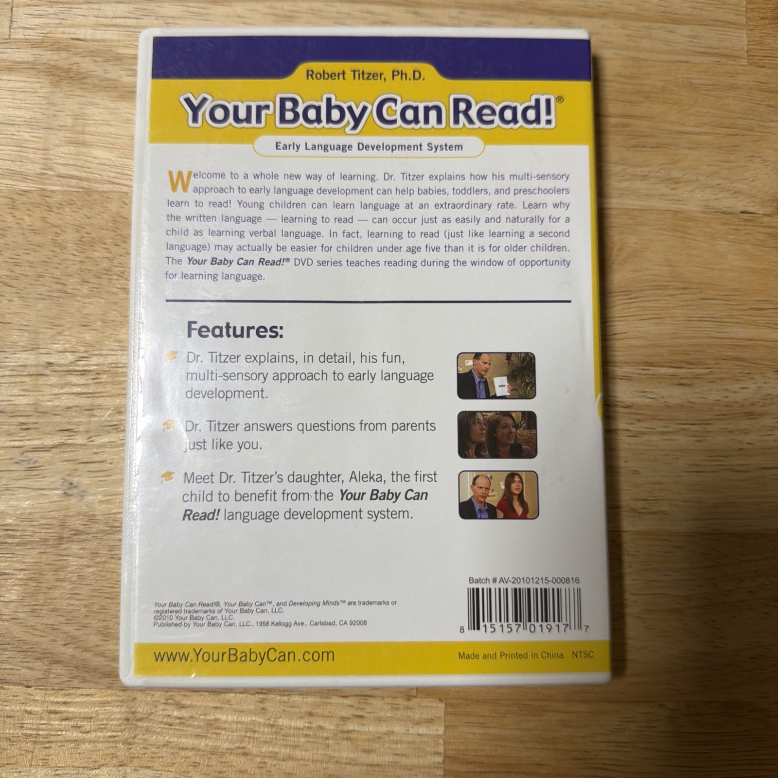 Your Baby Can Read Early Learning System DVDs R Titzer Ph.D Language Development