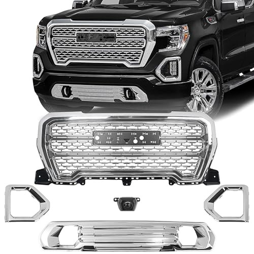 Grille Set 5pcs Compatible with GMC Sierra 1500 AT4/Denali 2019 Chrome 5pcs