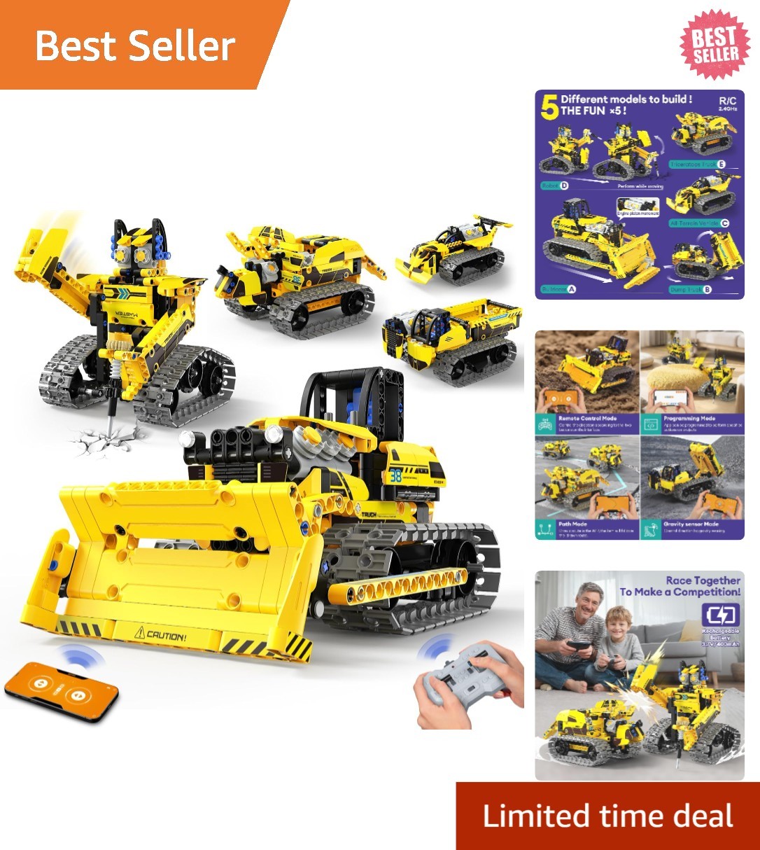 452 PCS STEM Robotics Kit for Kids – 5 Models with Remote Control & App Features
