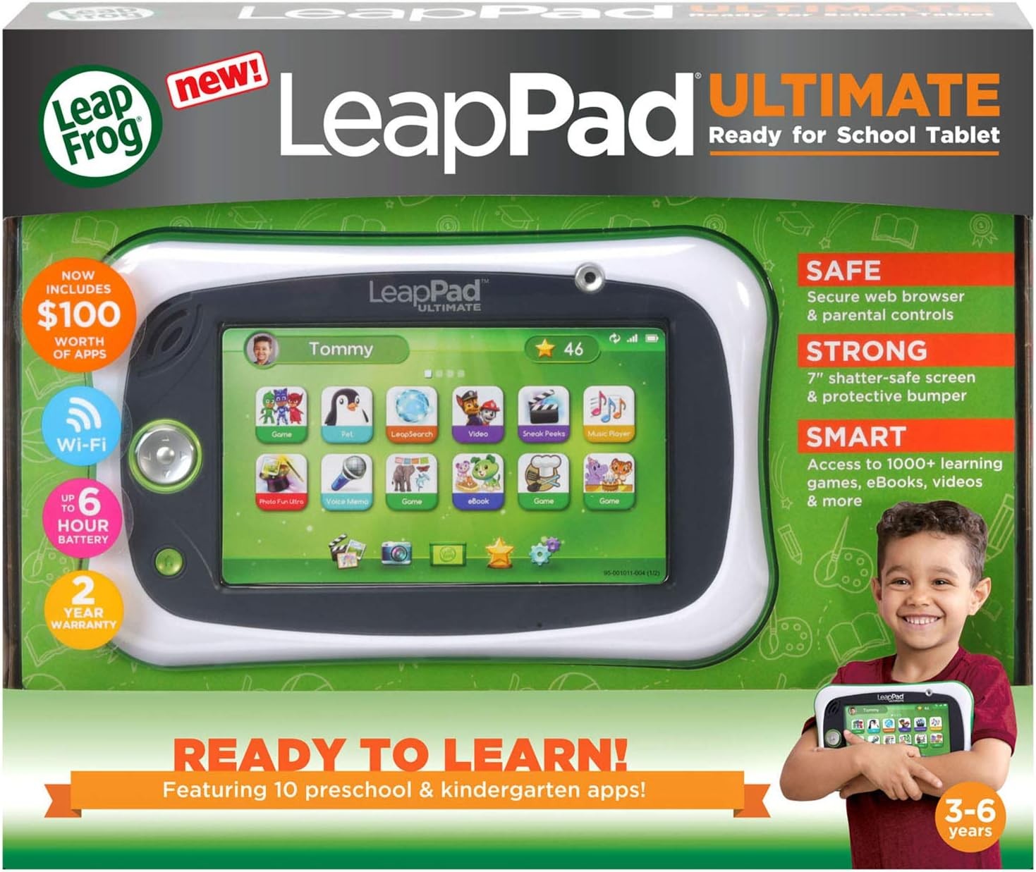 LeapFrog LeapPad Ultimate Get Ready for School Tablet, Green (English Version),