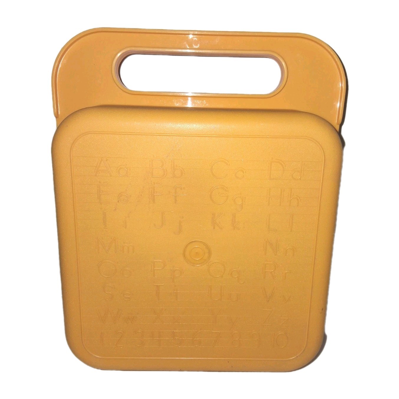 Vtg Tupperware Alphabet Carry Case 20 Stencil Lot Yellow ABC Pencil Lunch Box