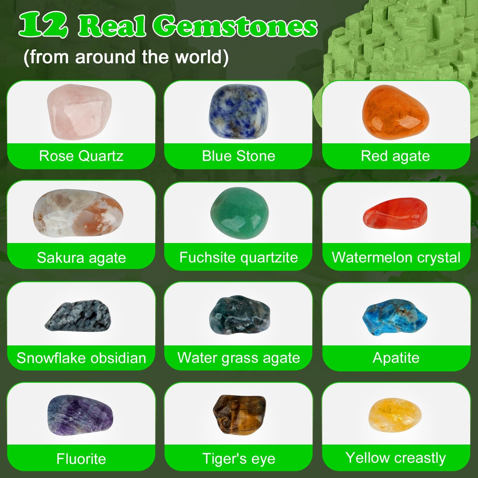 Gemstone Dig Kit (Unique Shape),Great STEM Science Kit for Kids- Excavate Your O