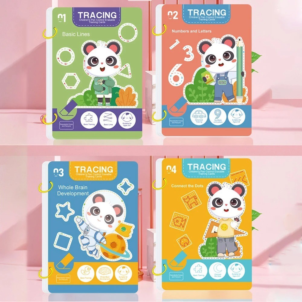 34-Page Children’s Reusable Workbook Set with Erasable Pen – Early Learning of W