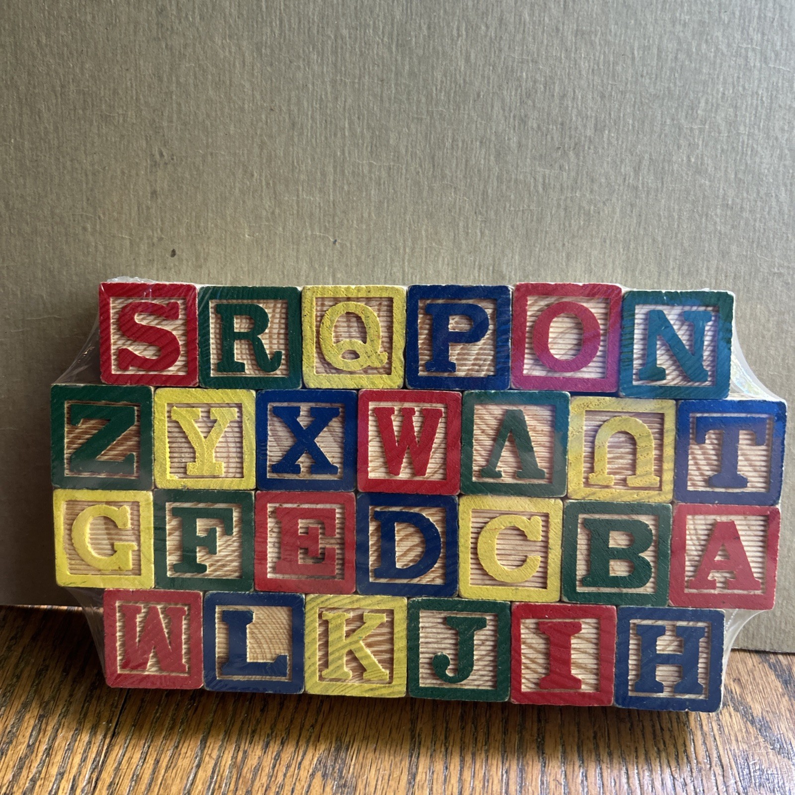 26 1-1/4 Size Colored Wooden Blocks ABC’s Numbers Spelling Words And Pictures