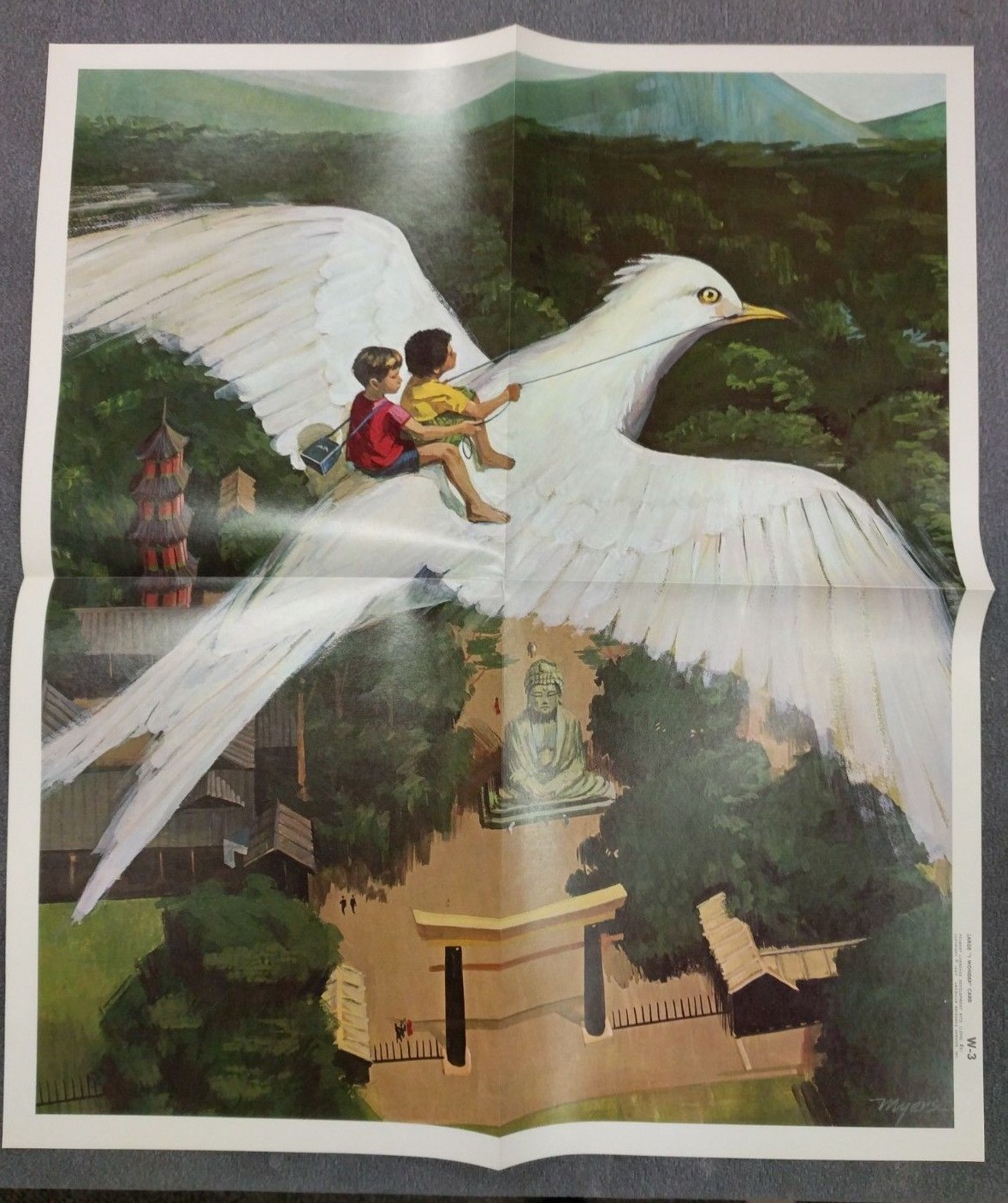 Peabody Myers Vintage Archaeologist Children On Bird 1966 School 2 Poster Lot #5