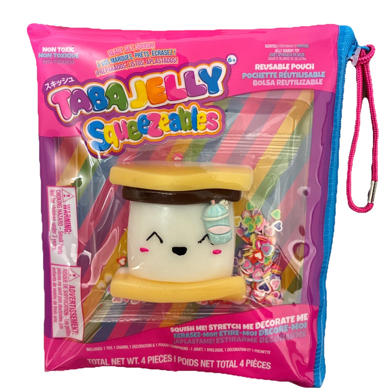 Taba Jelly Decorating Squeezeables S’more Squishy Toy With Reusable Pouch New