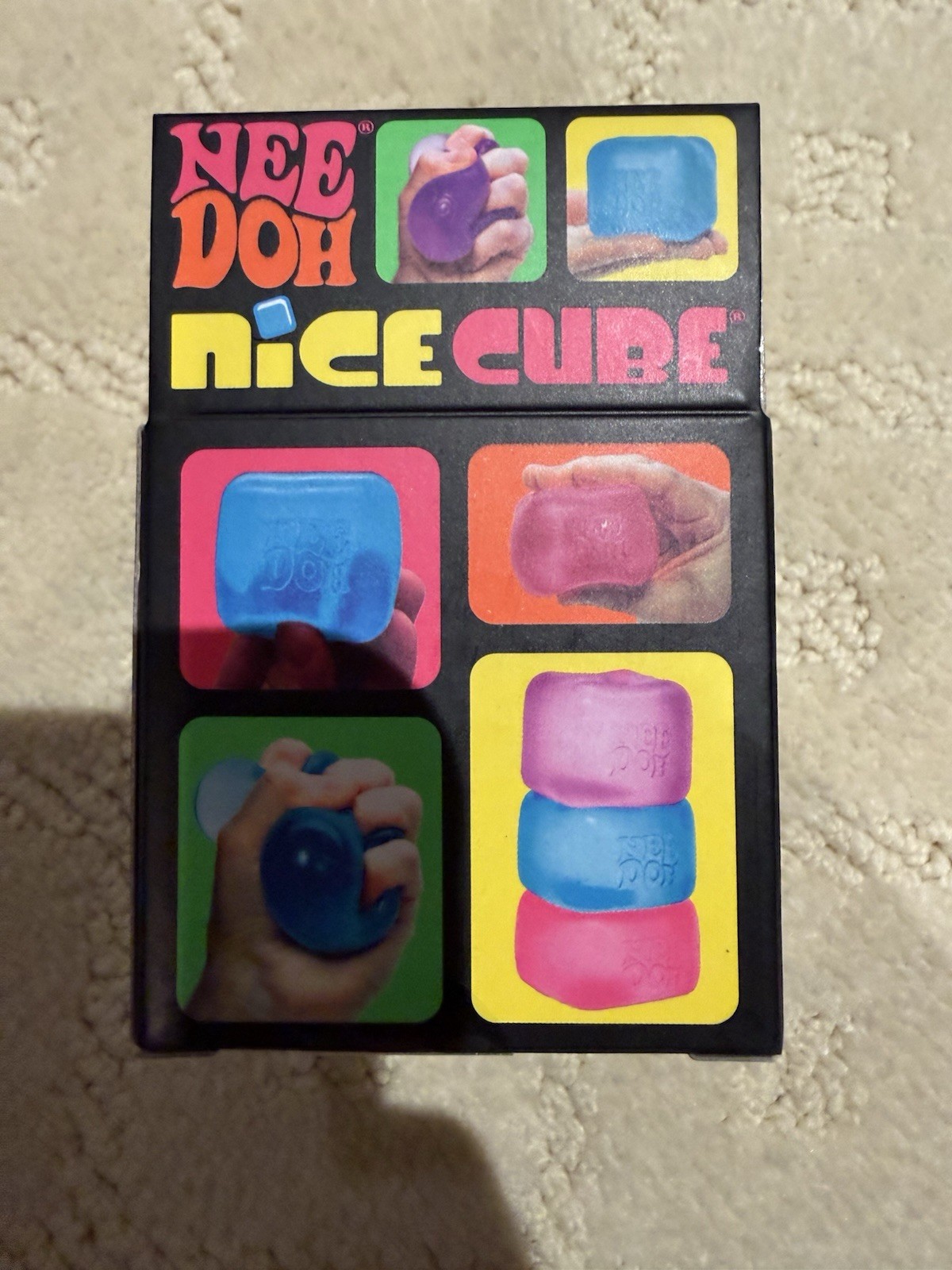 Schylling Needoh Nice Cube Blue Sensory Squeeze Toy with Super Solid Squish