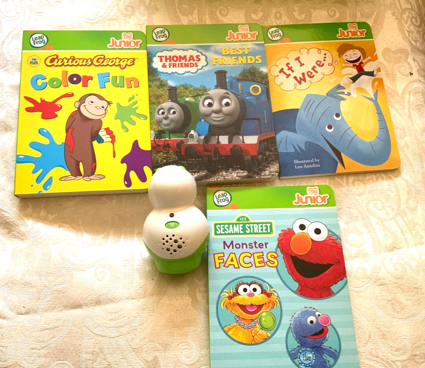 Leap Frog TAG Junior Reading System Kids + 4 Books With Dog Reader & Tote WORKS!