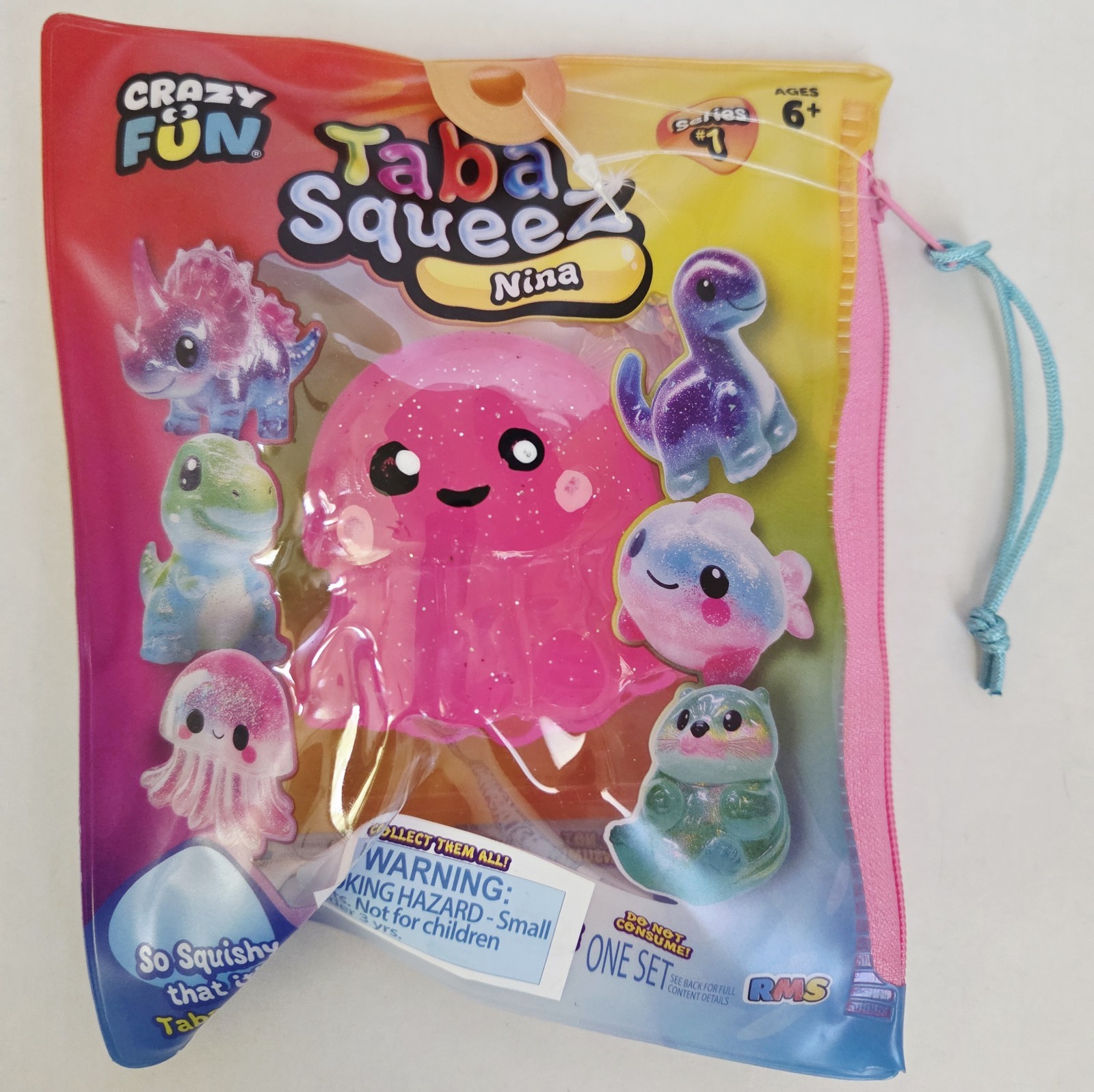 Taba Squeez NINA Pink Jellyfish Squishy, Series 1 w/ Jelly Fish and Sequin Pack