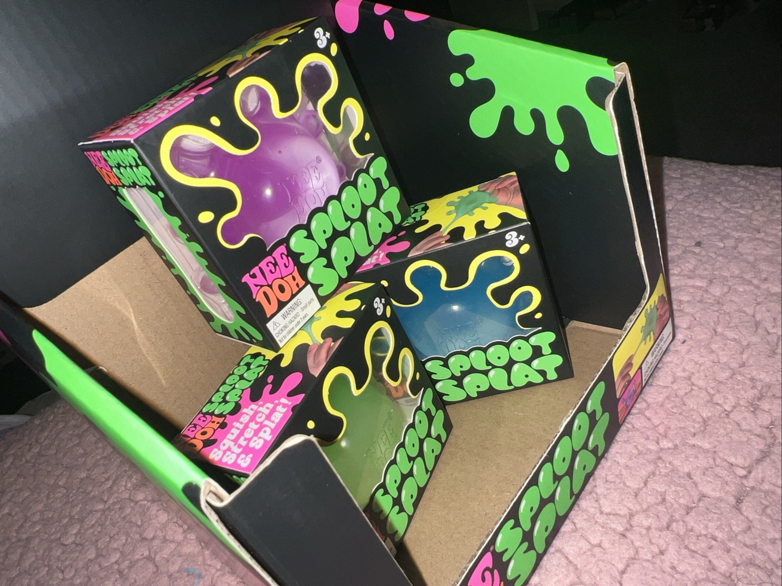 NeeDoh Sploot Splat Combo Blue, Green, Purple Pack of 3 Brand New No Display Box