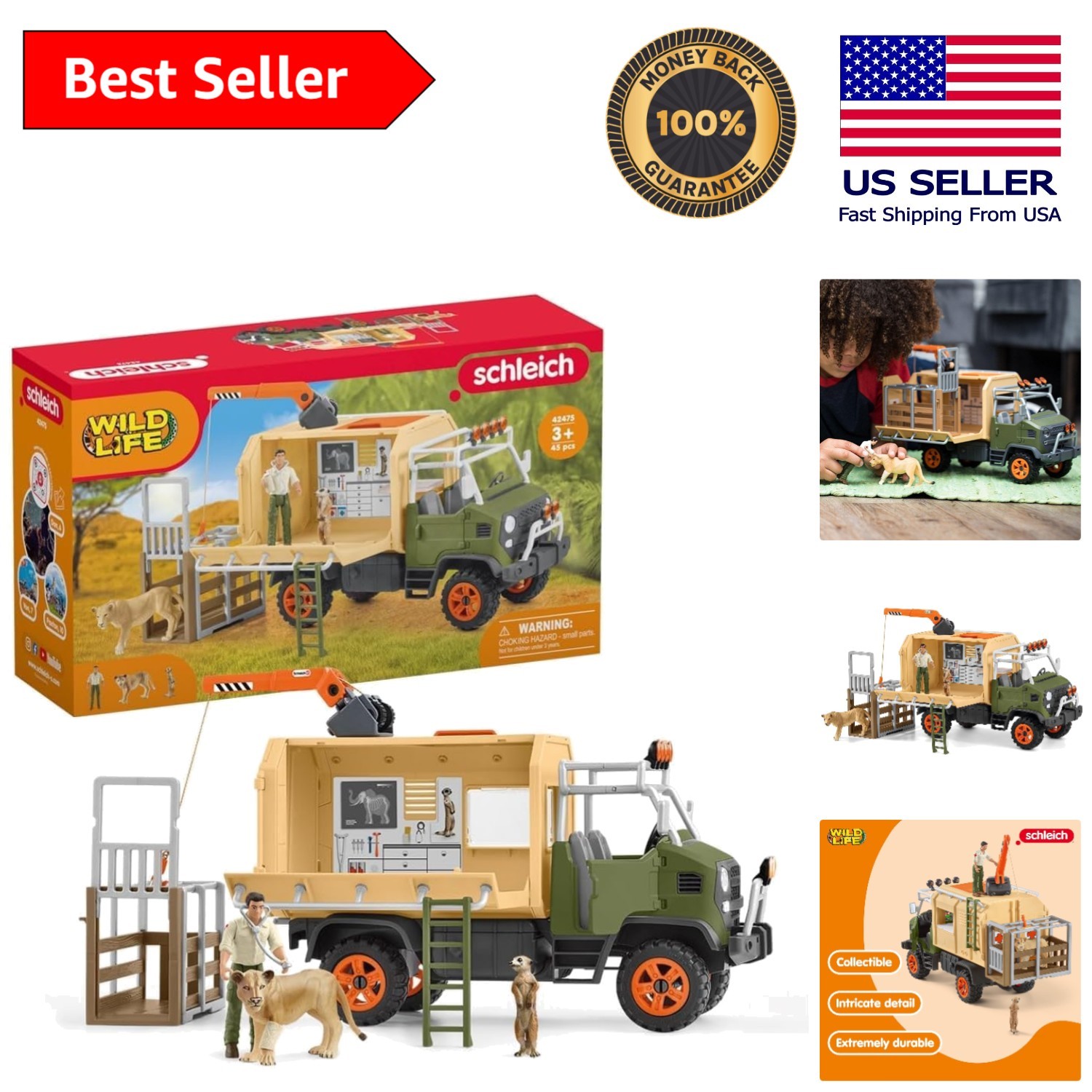 Hands-On Fun: Wild Life 45-Piece Safari Adventure Playset for Imaginative Kids