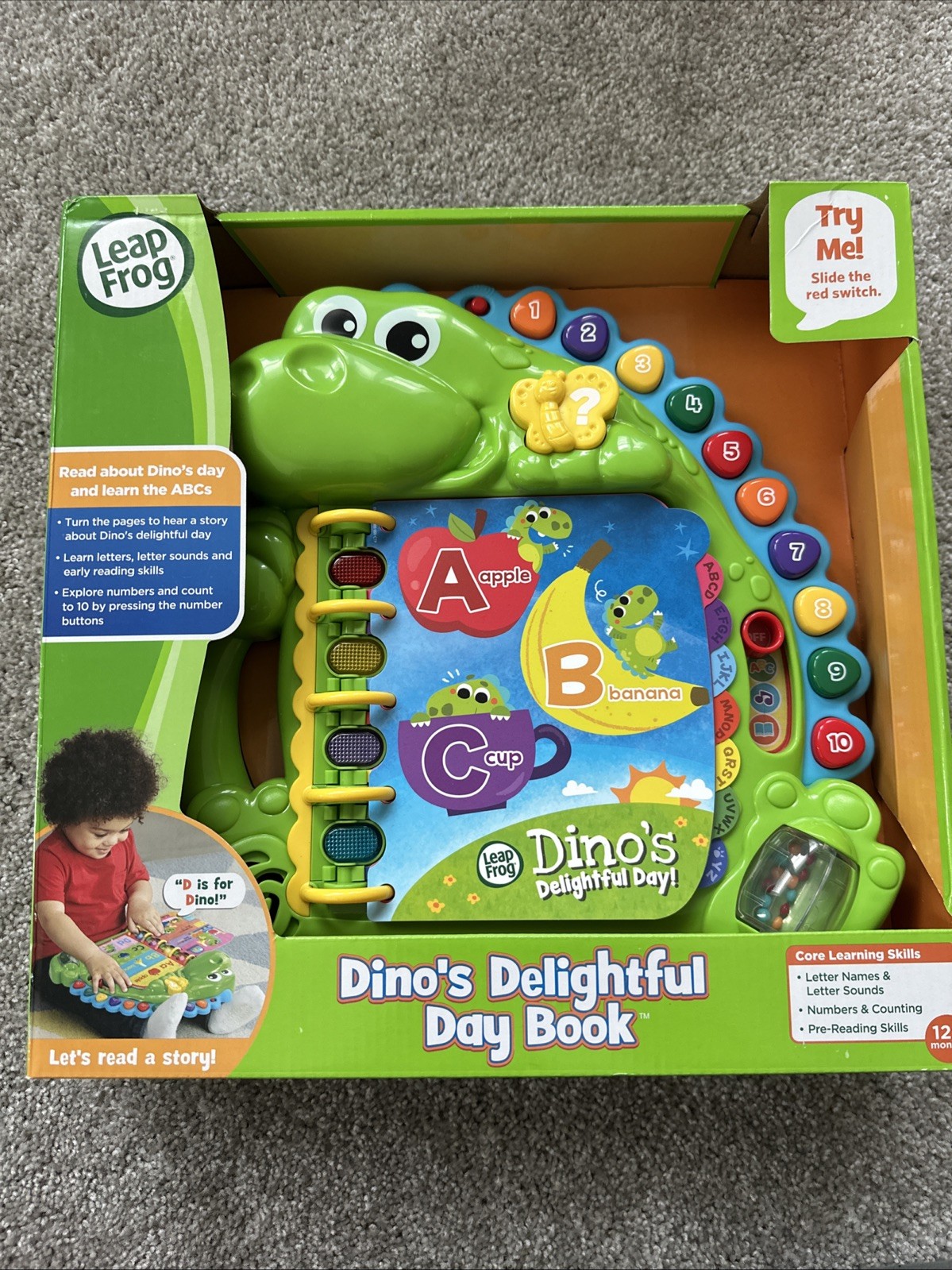 Leapfrog Dino’s Delightful Day Alphabet Book Green NEW
