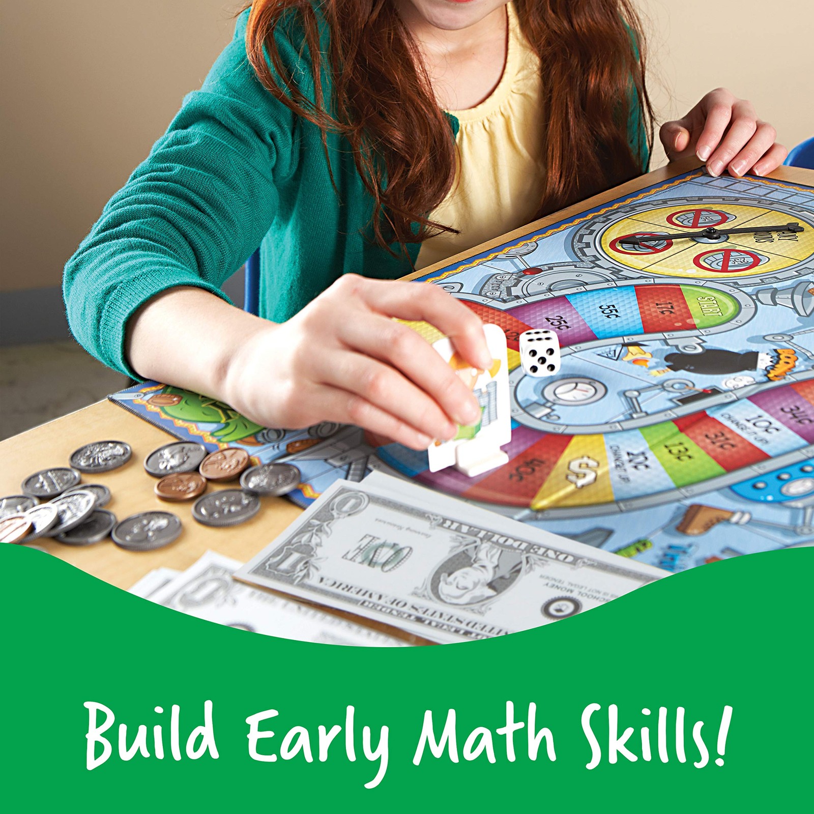 Coin Value Game Math Board Educational Fun for Kids – Wooden