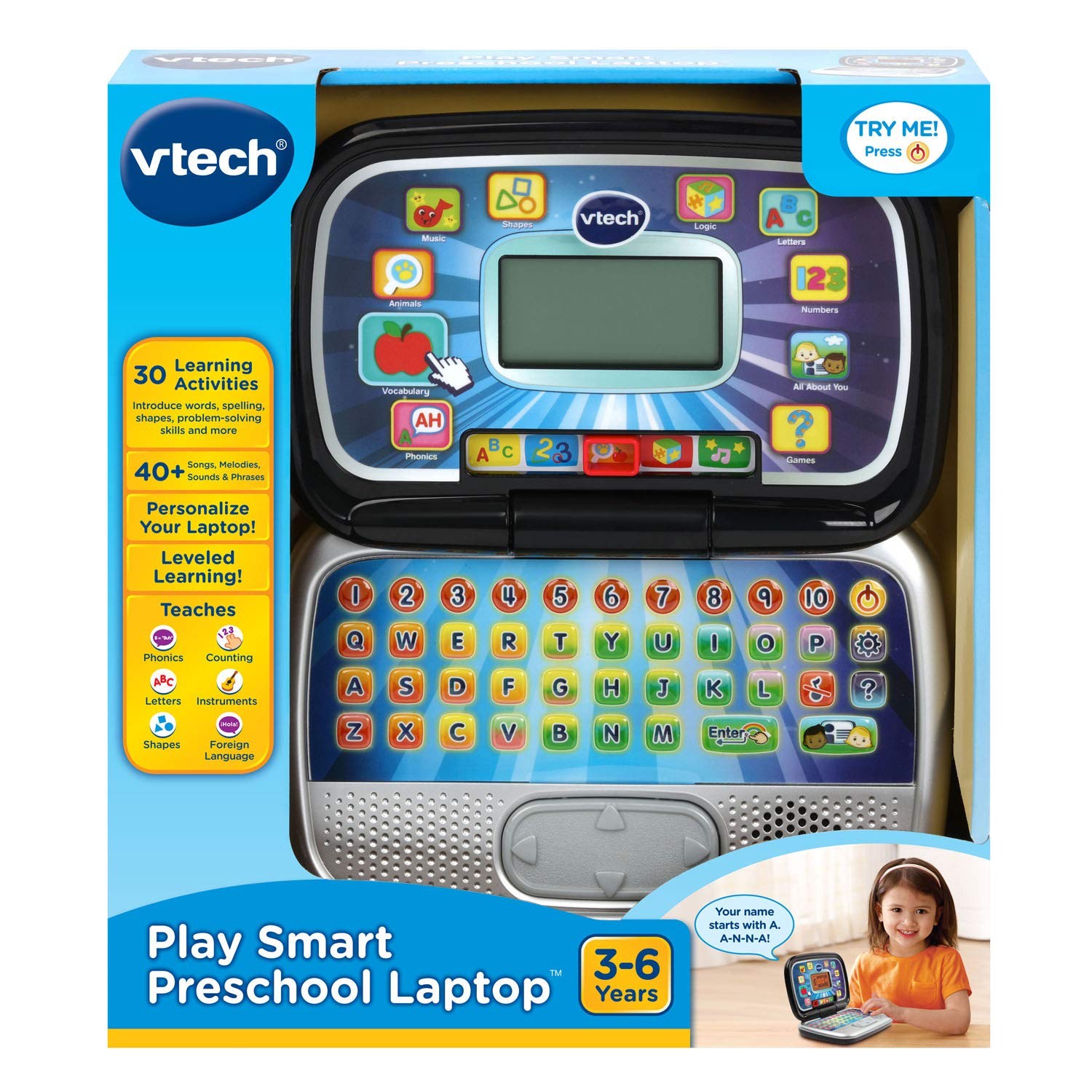 VTech Play Smart Preschool Laptop, Black 9.3″ x 2.2″ x 6.2″,