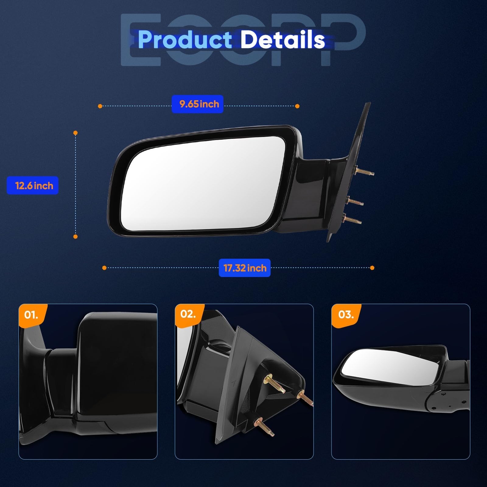 ECCPP Manual Telescopic Towing Mirrors For Chevy/For GMC Trucks (1988-1998) D…