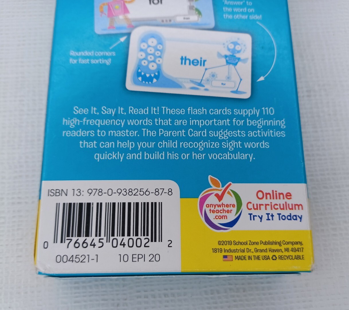 School Zone Sight Words Flash Cards Ages 5 & Up Kindergarten To 1st Grade Level