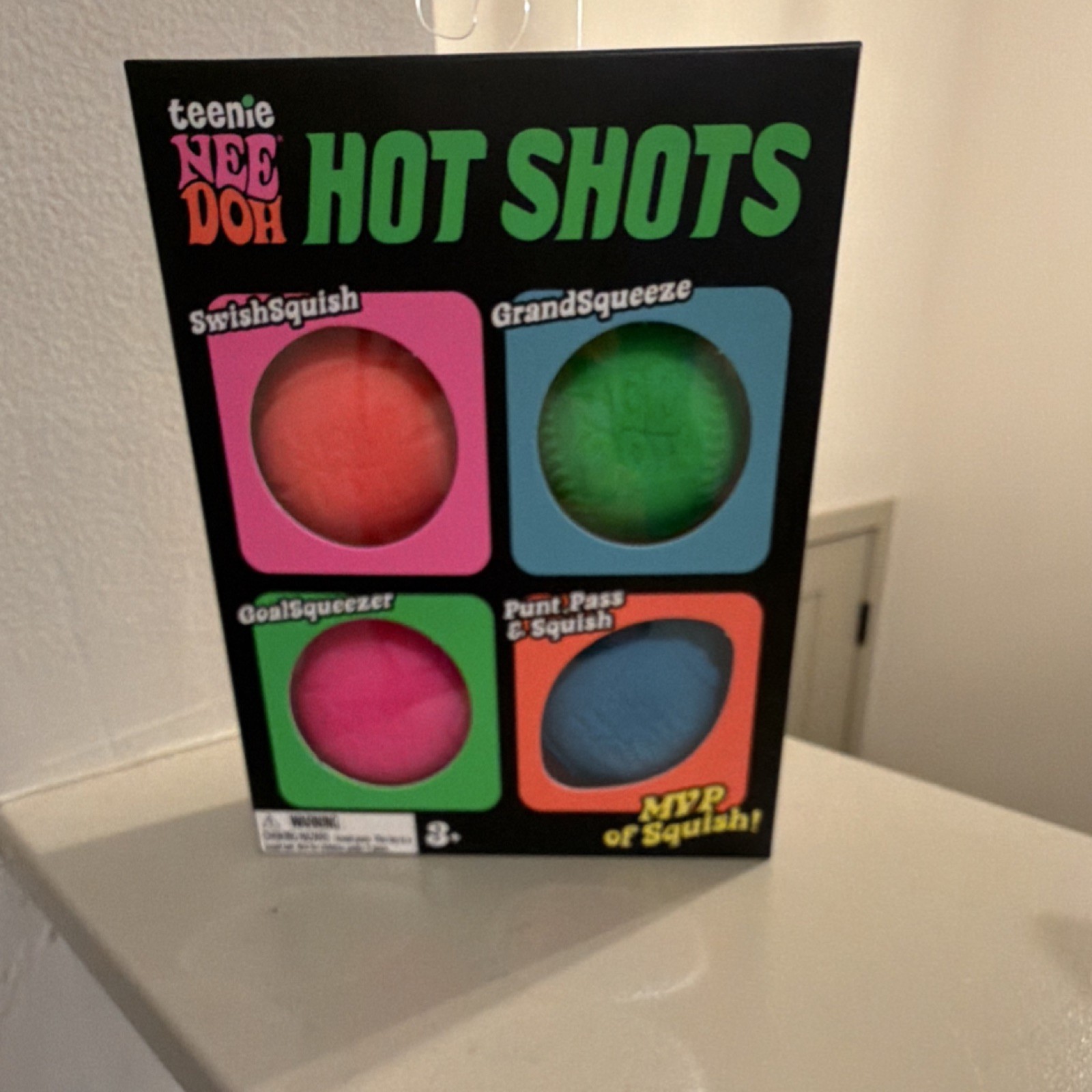 Nee Doh Teenie Hot Shots Tactile Squeeze Toy Set Red Green Pink Blue Ages 3+