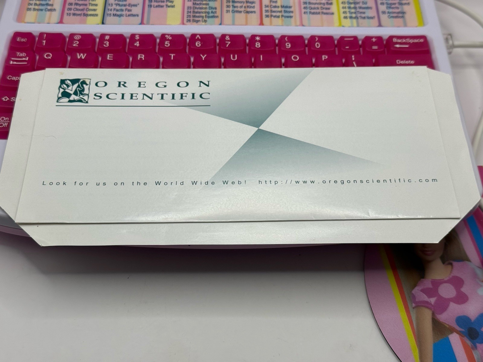 Barbie B-Book Learning Laptop Oregon Scientific 2002 w/Manual Mouse Pad TESTED