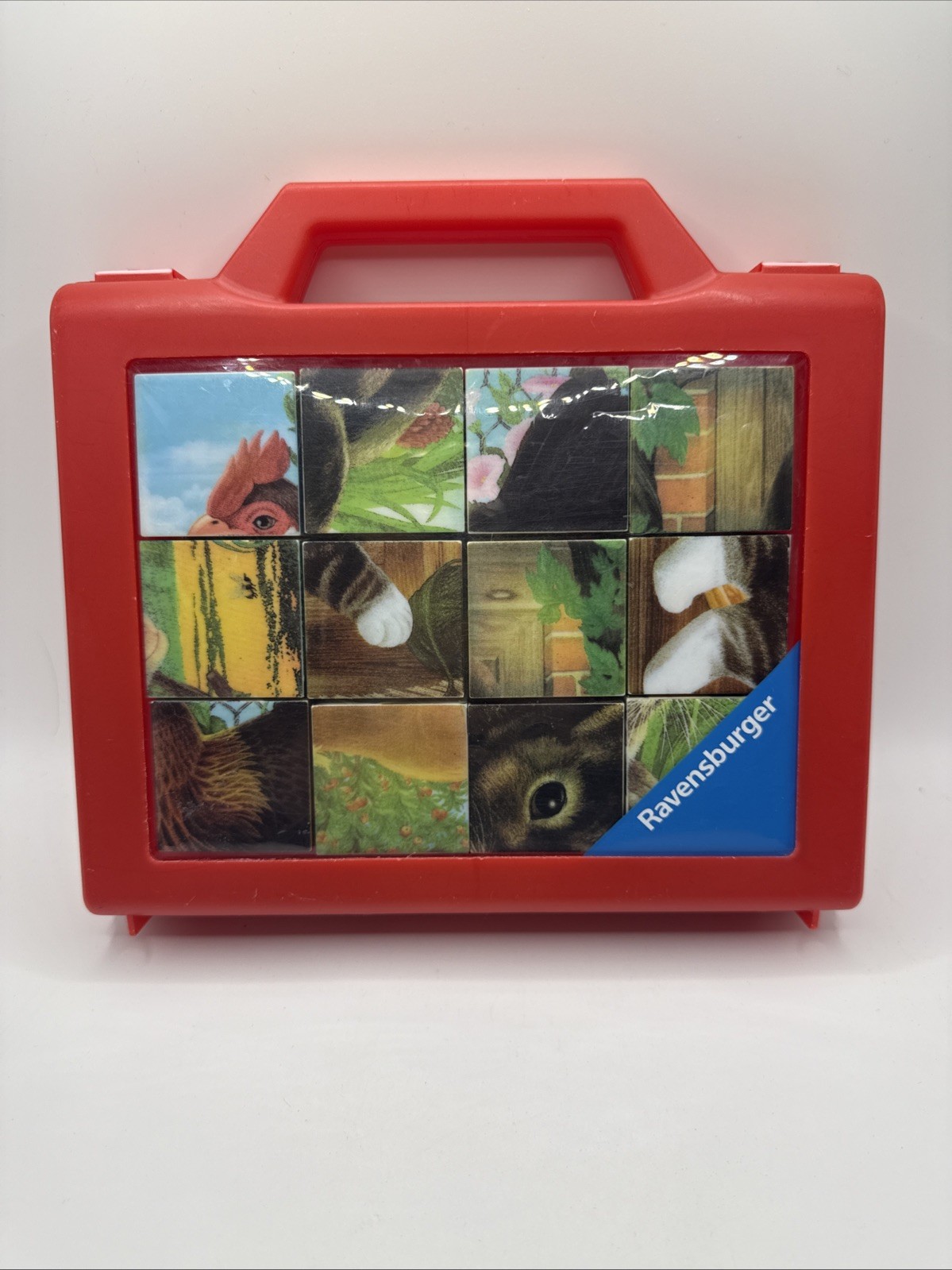 Ravensburger Farm Animals Six Sided Cube Blocks Puzzle With Carry Case 2006
