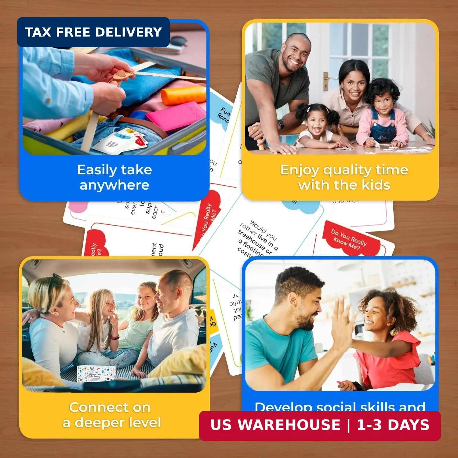 700 Family Conversation Cards, Fun Conversation Starters for Families, Play Dinn