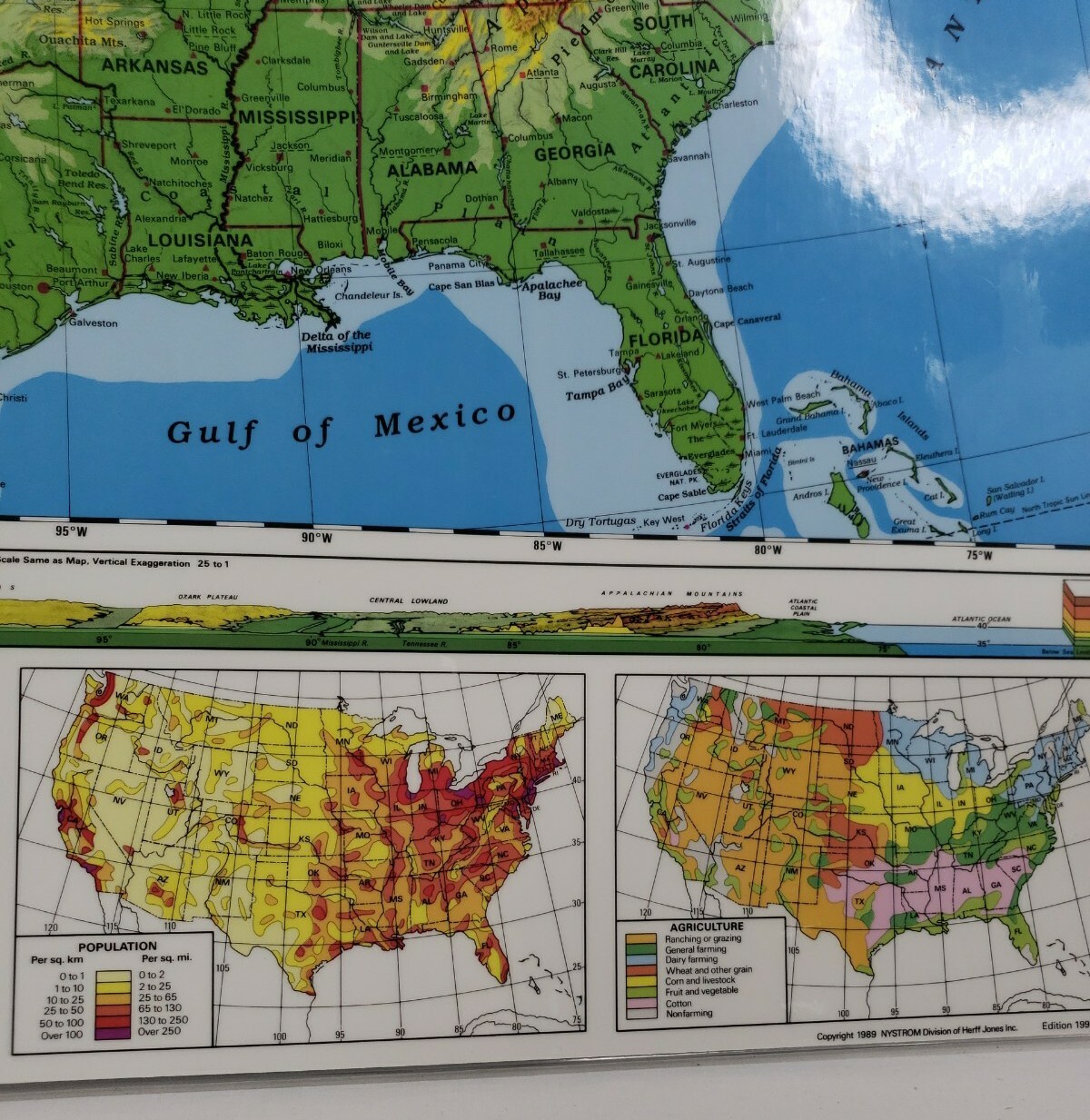 Nystrom Laminated 2 Sided United States Geography Map 22″ X 17″ Homeschool New