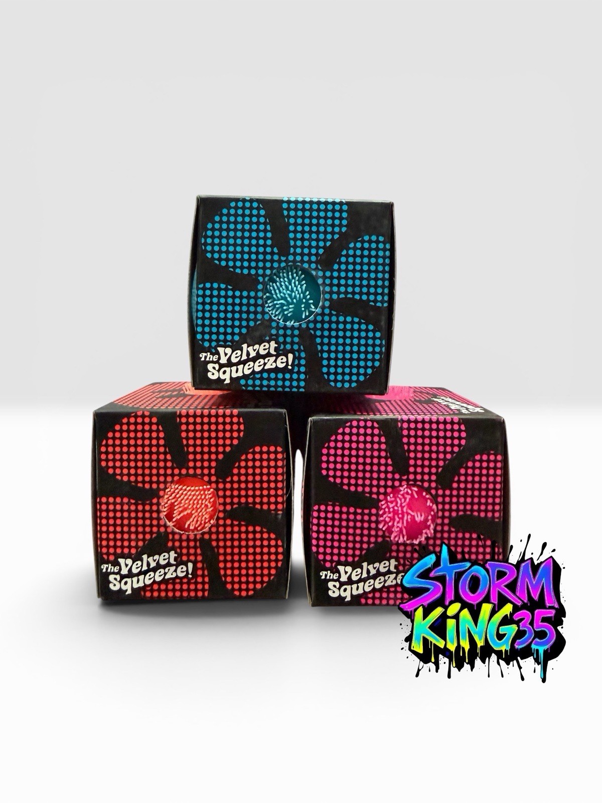 LOT OF 3: Nee Doh Needoh FUZZ BALL Flower Power The Velvet Squeeze Fuzzball NEW