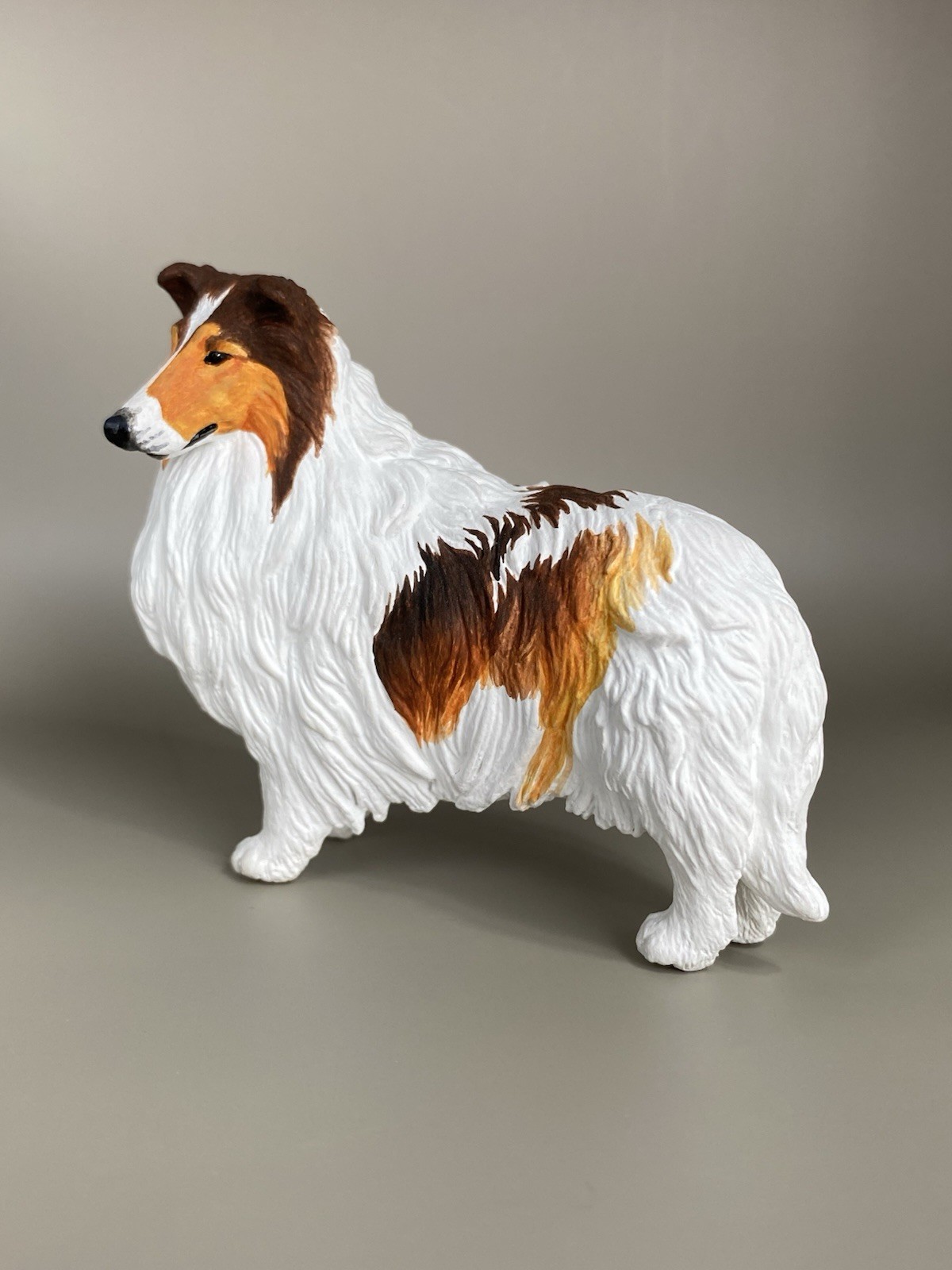 OOAK Custom Schleich Safari Ltd Rough Collie Sheep Dog Plastic Toy Animal Figure