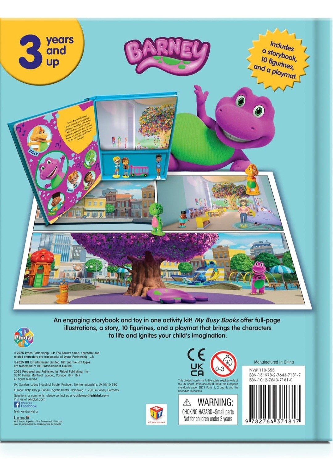 Mattel My Busy Books Barney & Friends Storybook With 10 Figurines & Playmat NEW