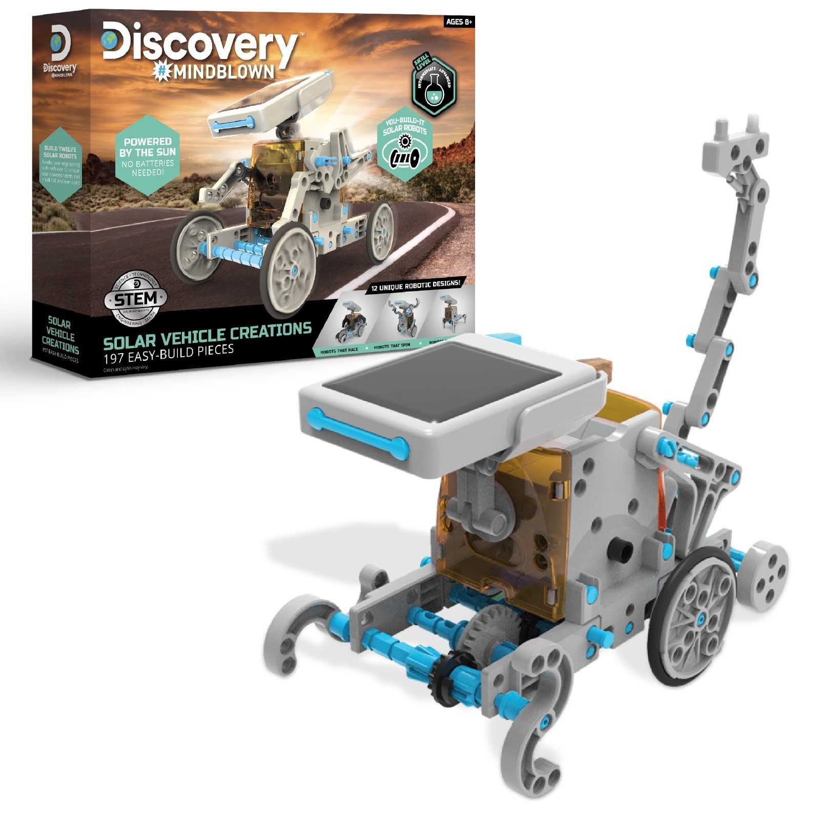 12-in-1 Solar Robot Kit – 197-Piece STEM Construction Set with Motorized Engine,