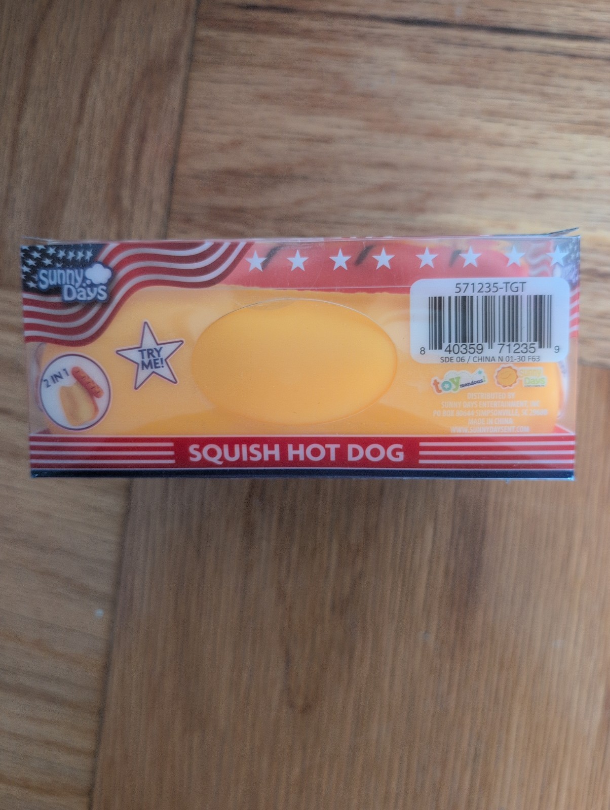 Squishy Hot Dog Squeezy Fidget Toy Sunny Days 2-in-1 Hotdog Stress Relief NEW