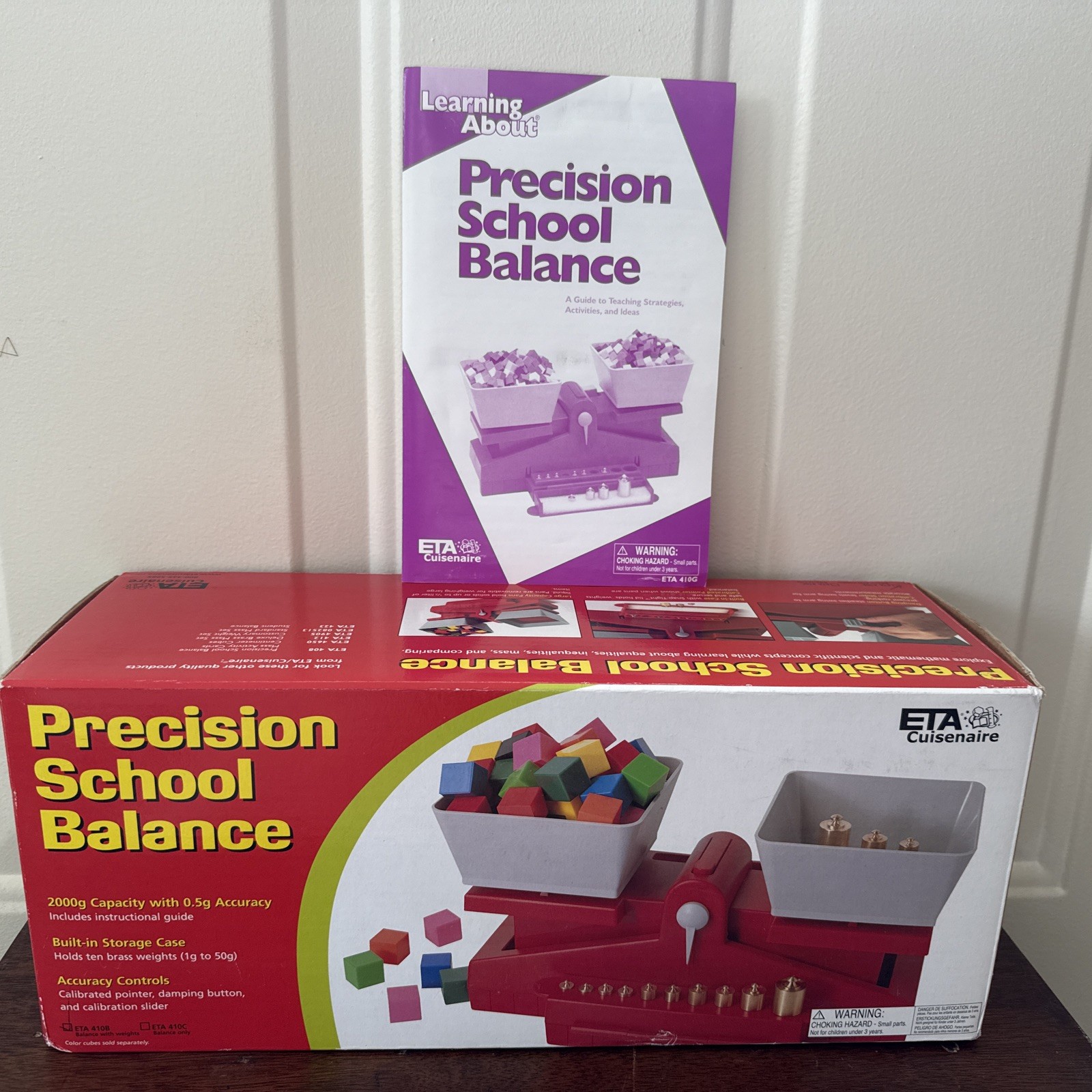 ETA Cuisenaire 410B School Balance Complete Box Manual Brass Weights