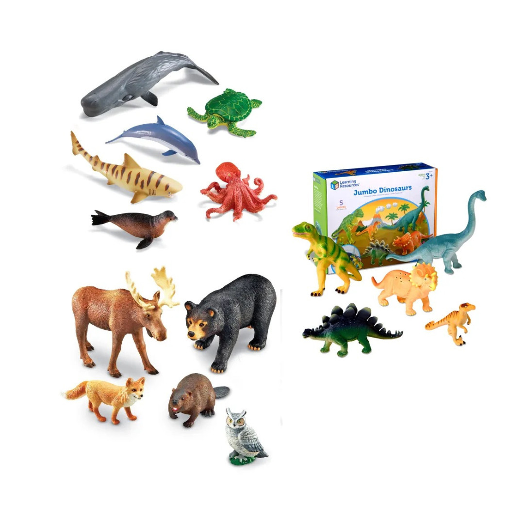 Learning Resources Jumbo Dinosaurs, Forest and Oceans Animals – Pack of 15