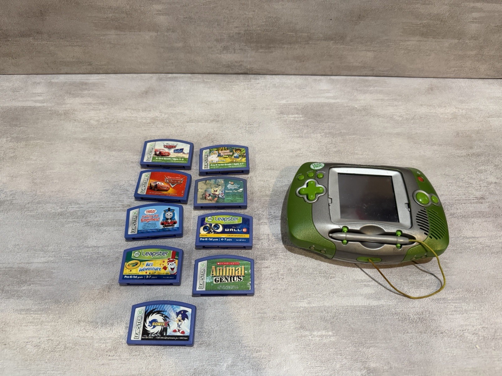 LeapFrog Leapster Learning Game System Console Plus 9 Games Tested
