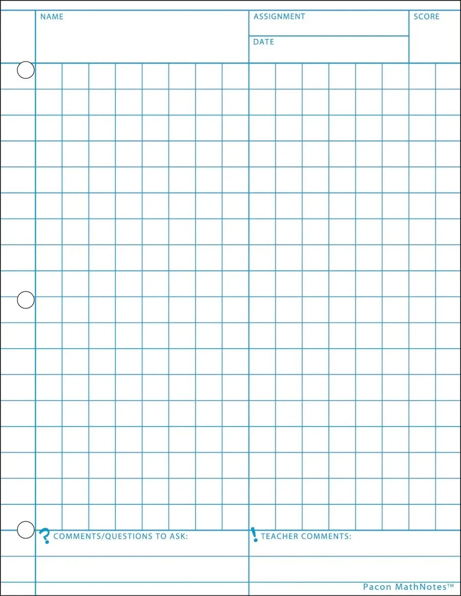 Pacon® MathNotes® Graph Paper, 1/2″ Quad Rule, 8.5″ x 11″, 150 ct. – CASE OF 24