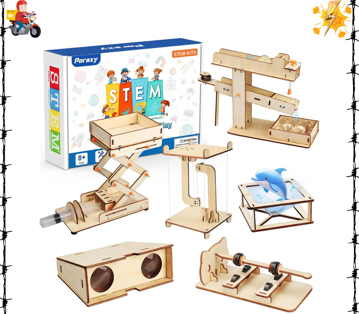 Poraxy 6 in 1 STEM Kits for Kids Age 8-10, Science Building Educational Experime