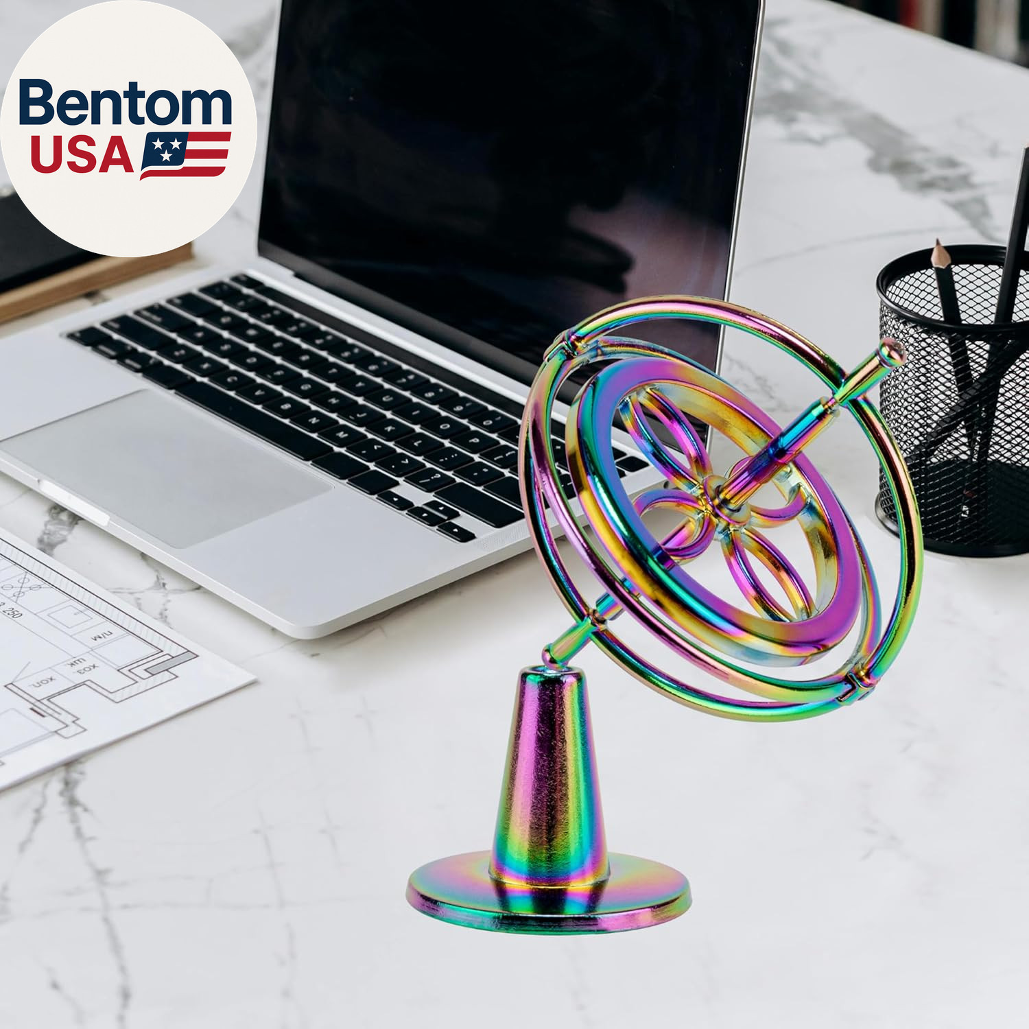 Gyroscope Toy Metal anti Gravity Rotating Desk Gyroscope Flying Motion Balance P