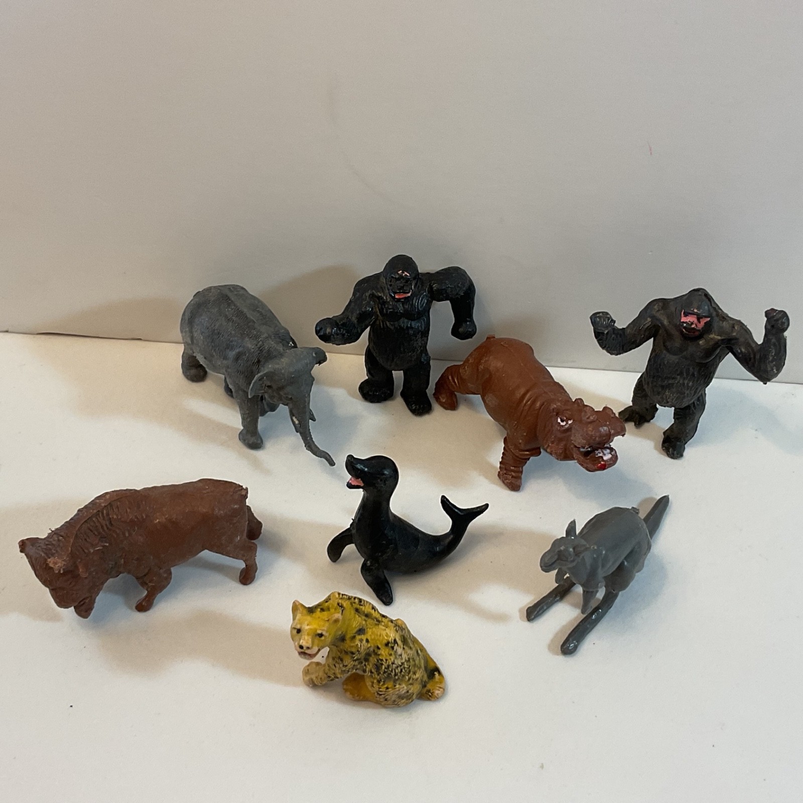 Vintage Larami Corp & Hong Kong Small Animal Figures Lot of 8 Various 2” Tall