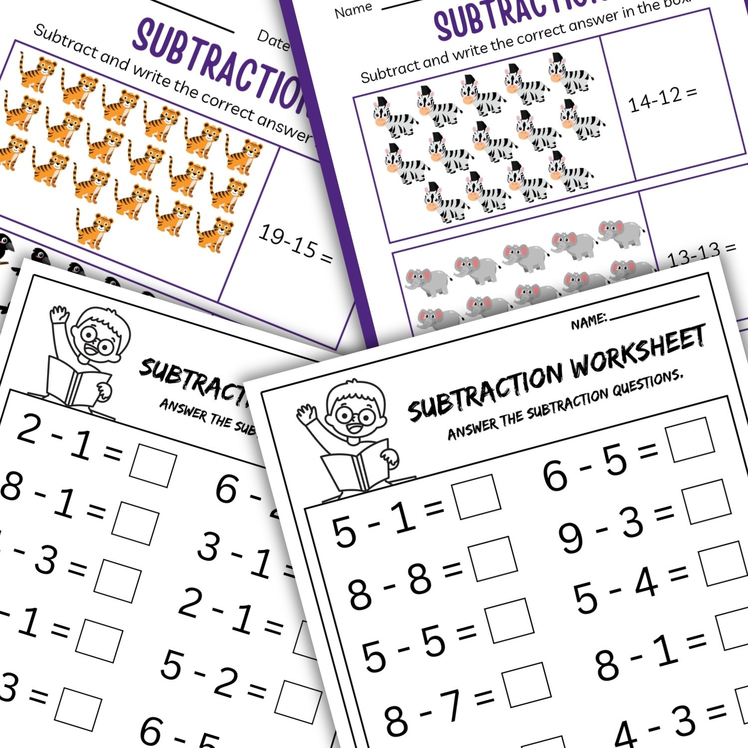 Subtraction Worksheets Printable for Kids | Classroom & Homeschool Activities