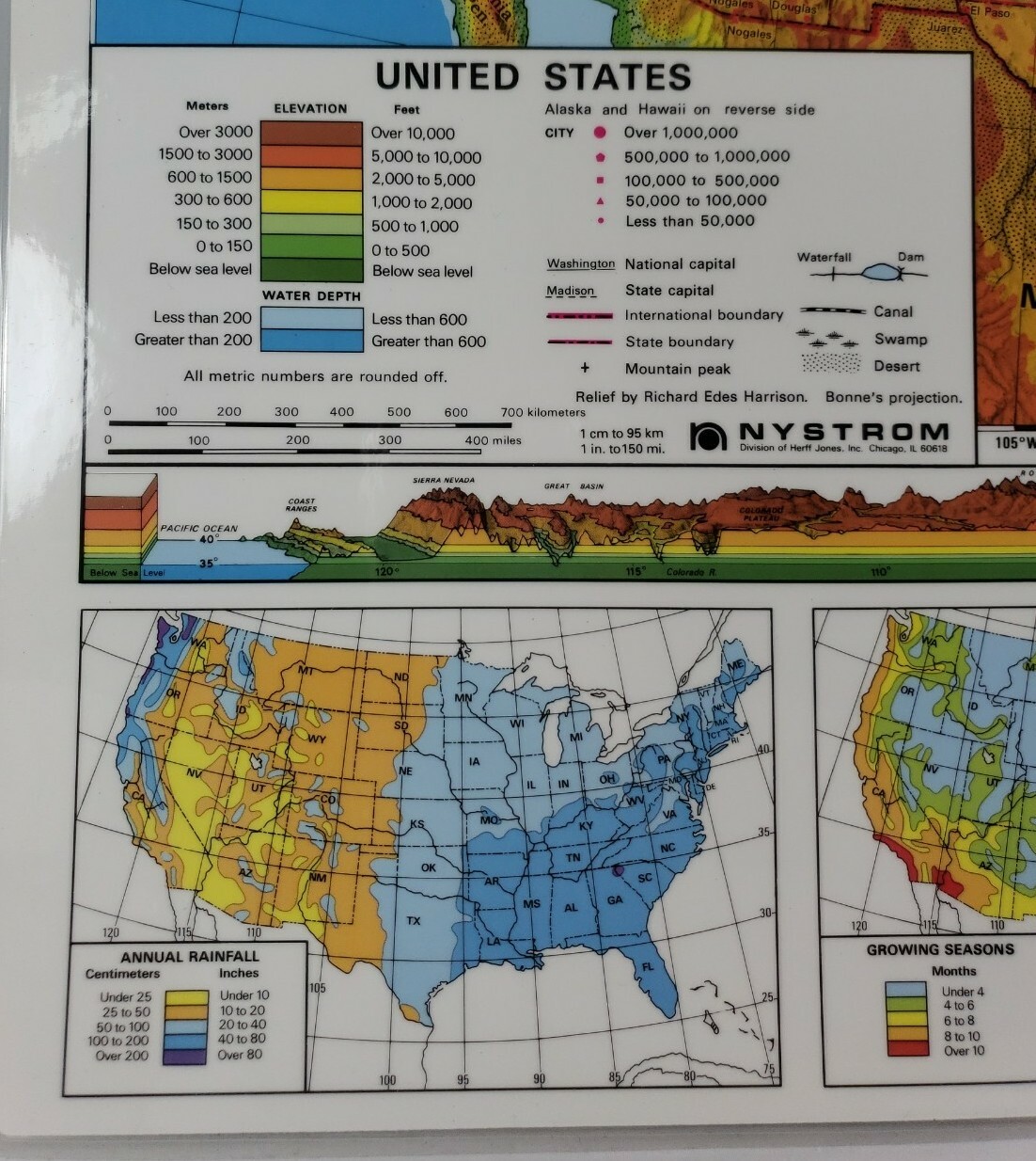 Nystrom Laminated 2 Sided United States Geography Map 22″ X 17″ Homeschool New