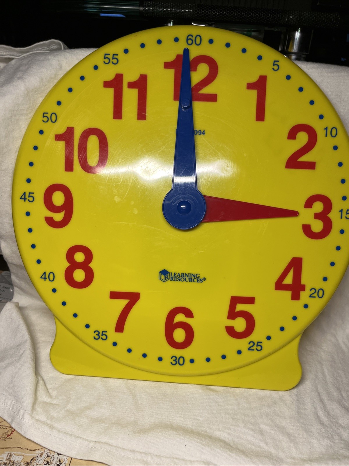 Vintage Large Learning Resources Yellow Learning Clock Size 12 3/4”