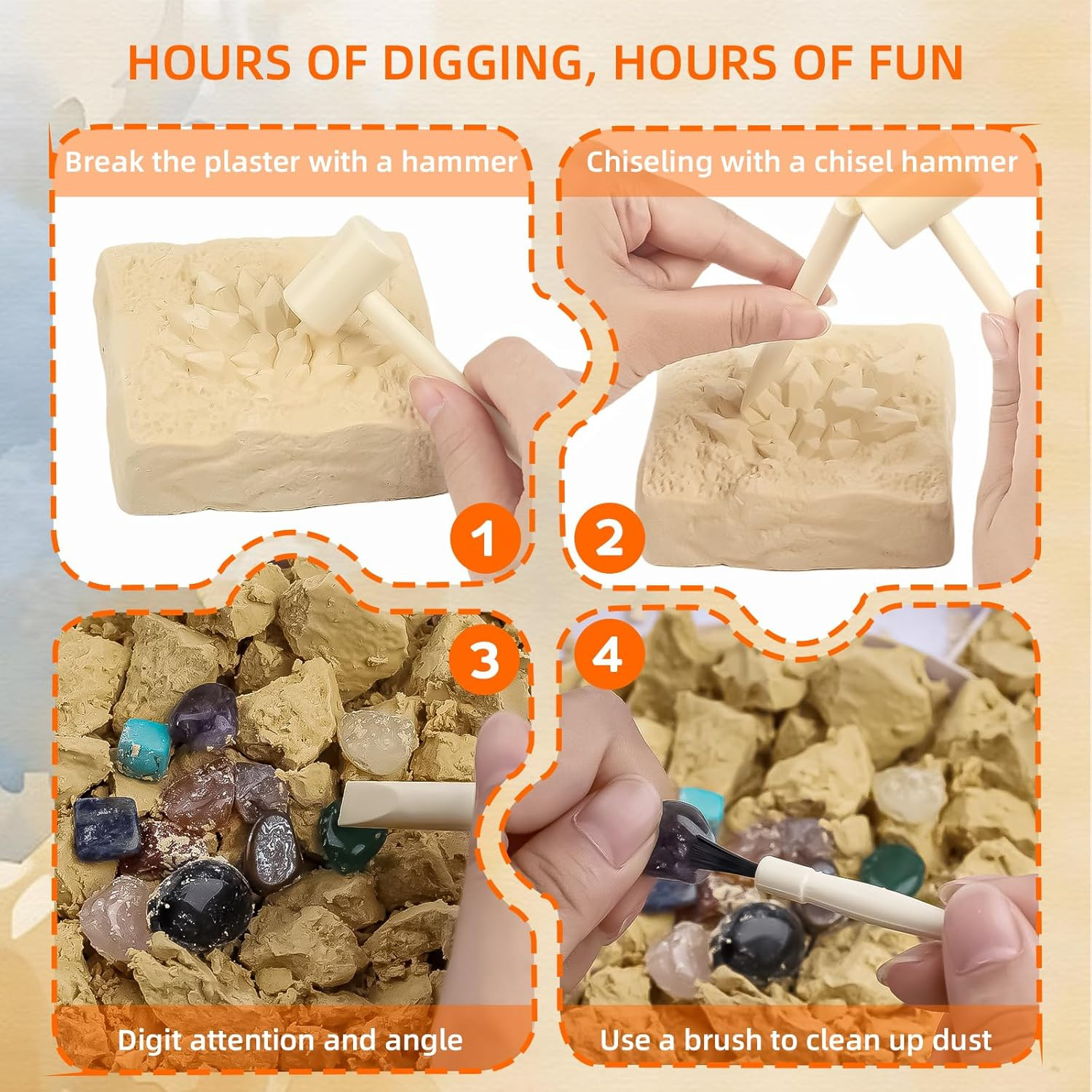 Gemstones Dig Kit Earth Science Kits for Kids Age 6-8-12-14, Birthstone Gemstone