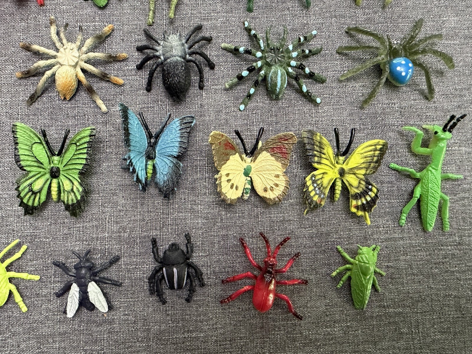 Plastic Rubber Insects Lot of 42 Beetles Butterflies Spiders Grasshopper