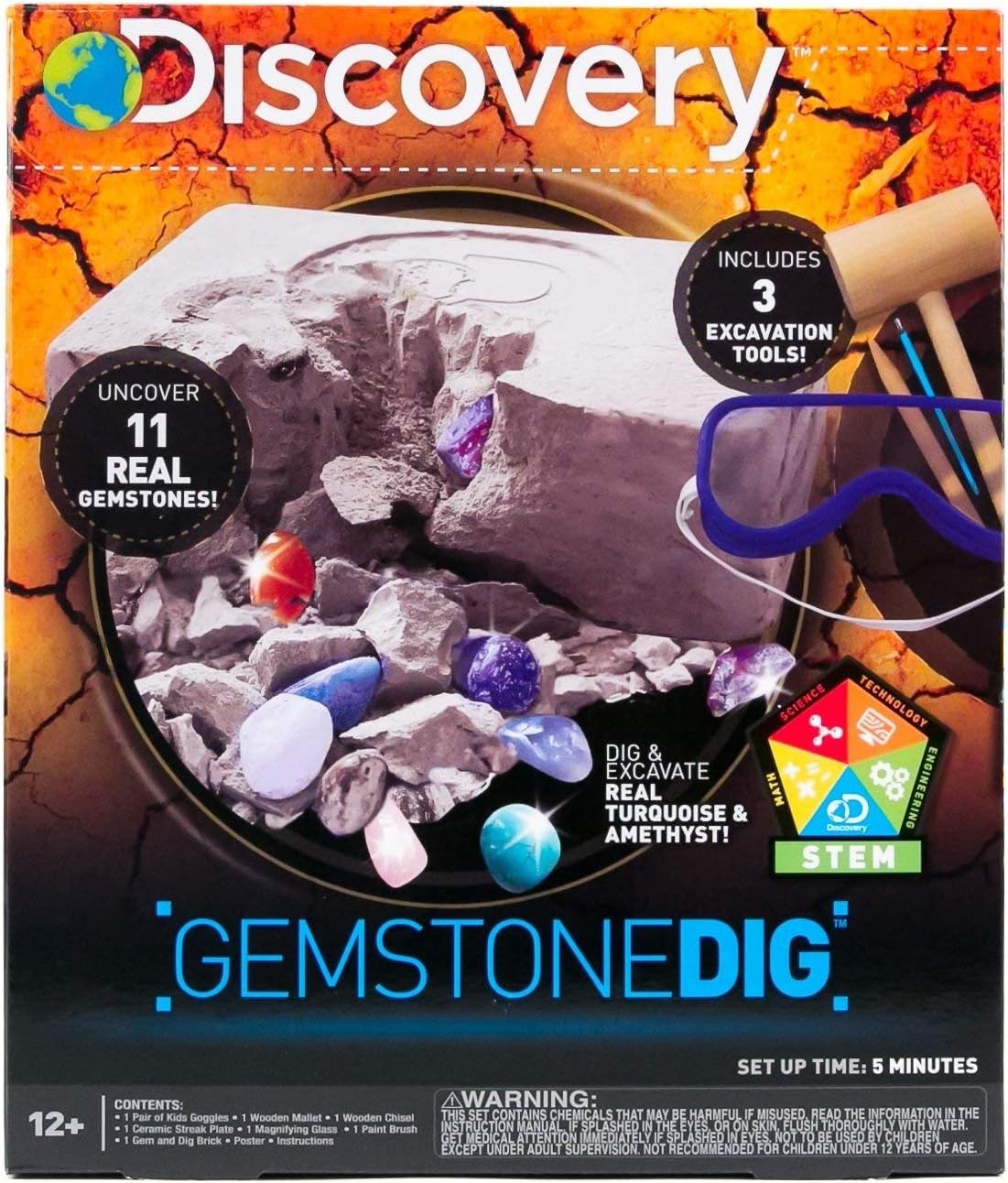 Kids Gemstone Dig Stem Science Kit by , Excavate, Dig & Reveal 11 Real Gemsto…