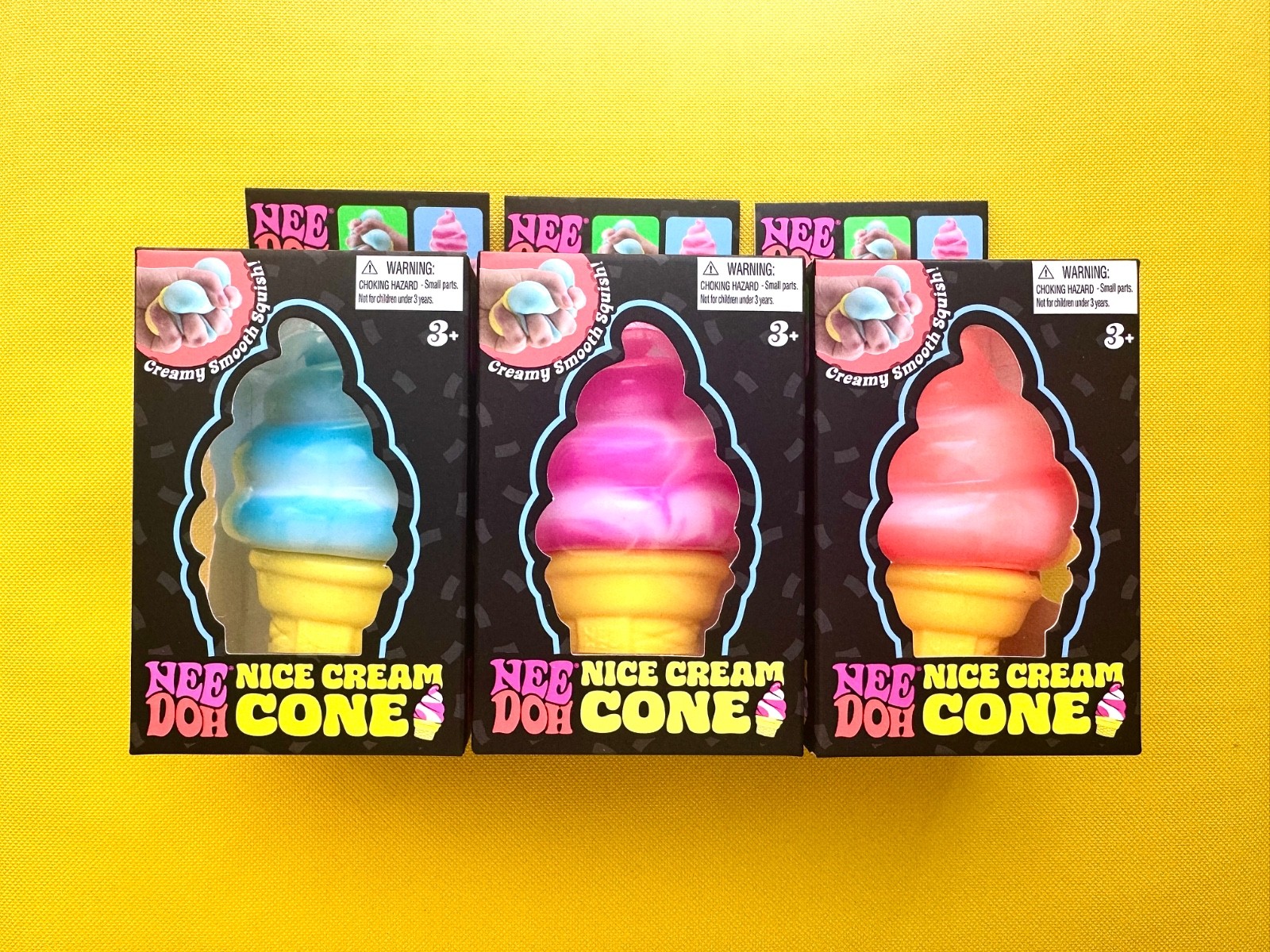 3 Pack NeeDoh Nice Cream Cone Ice Cream Swirl Squishy Toy Nee Doh Stress Ball