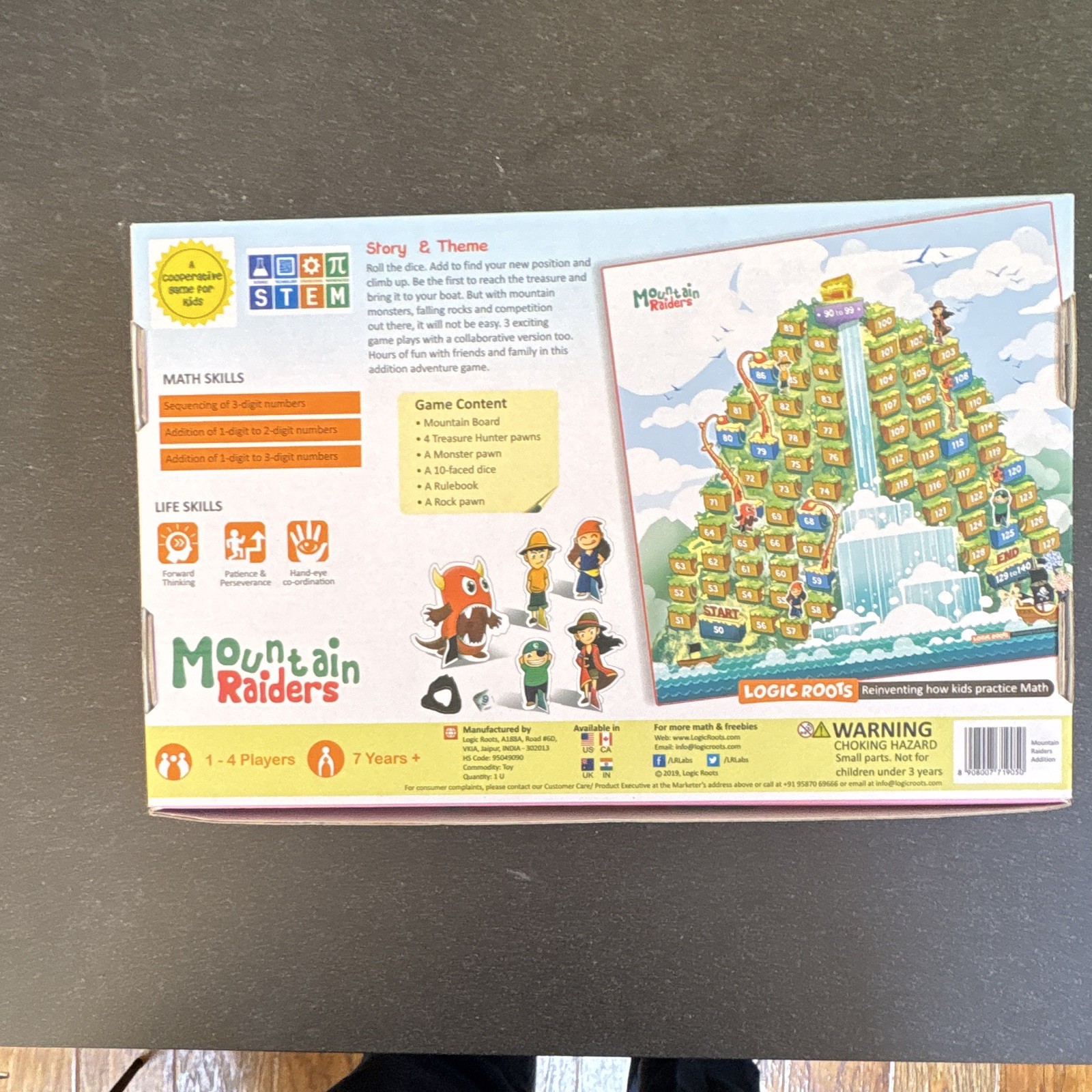 Logic Roots Mountain Raiders Addition Math Board Game 1-4 Players Ages 7+ 2017