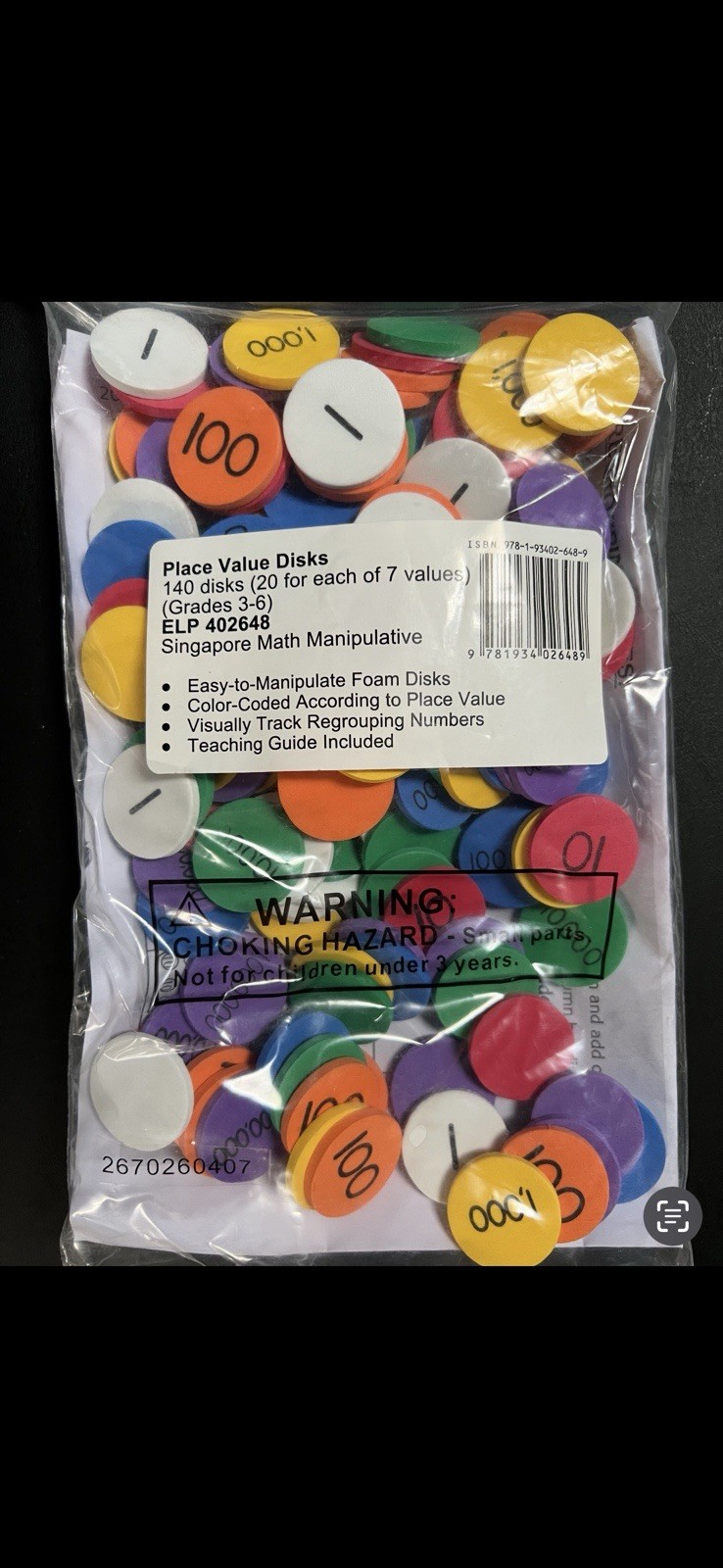 Singapore Math Place Value Discs 140 Discs Grades 3-6