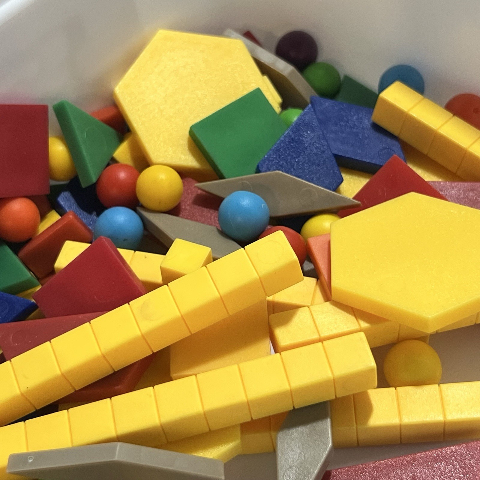 Math Manipulatives Lot: Pattern Blocks, Base Ten Blocks, Unit Rods/Cubes