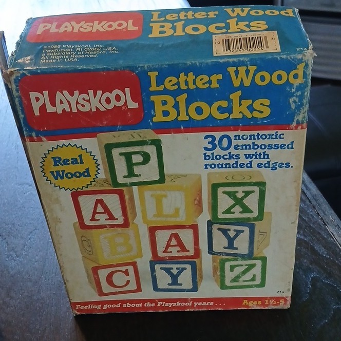 Playskool 1986 Vintage 31 Real Wood Letter Blocks Non-Toxic, And 15 Unknown