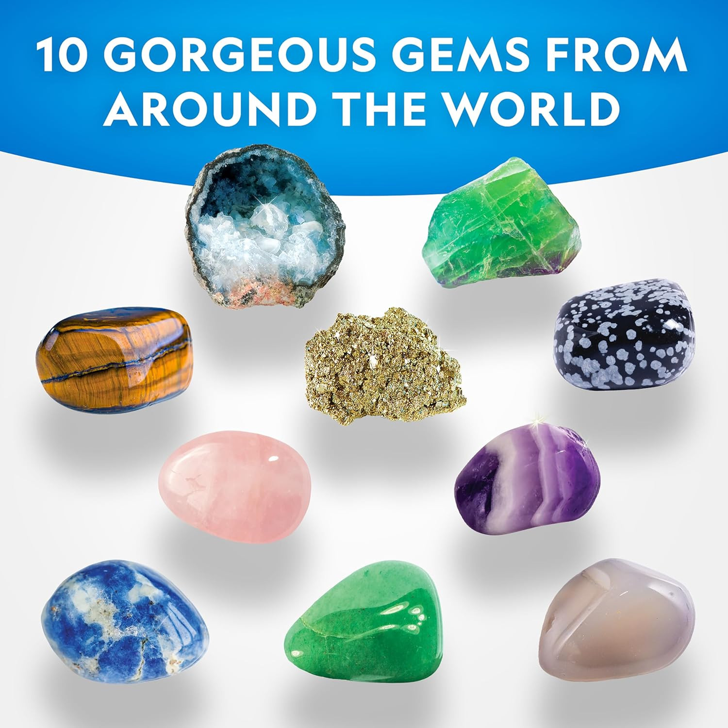 National Geographic Gemstone Dig Kit – Dig up 10 Real Gemstones and Crystals, Sc